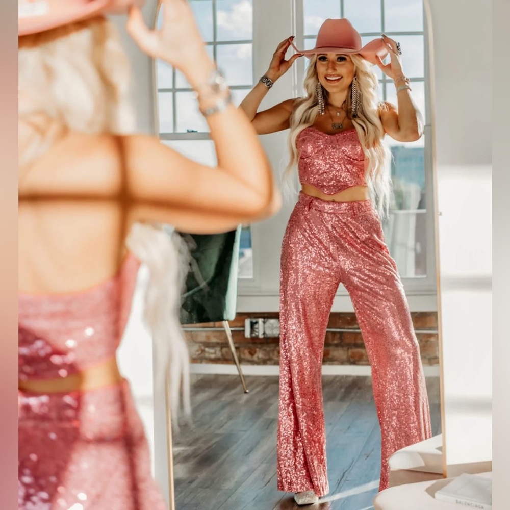 Pink Sequins Trousers